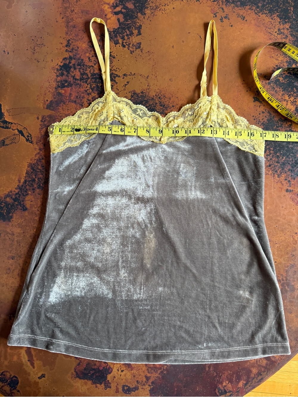 Y2K Velvet Dreams Lace Trimmed Cami in Grey, NWT - Picture 4 of 8